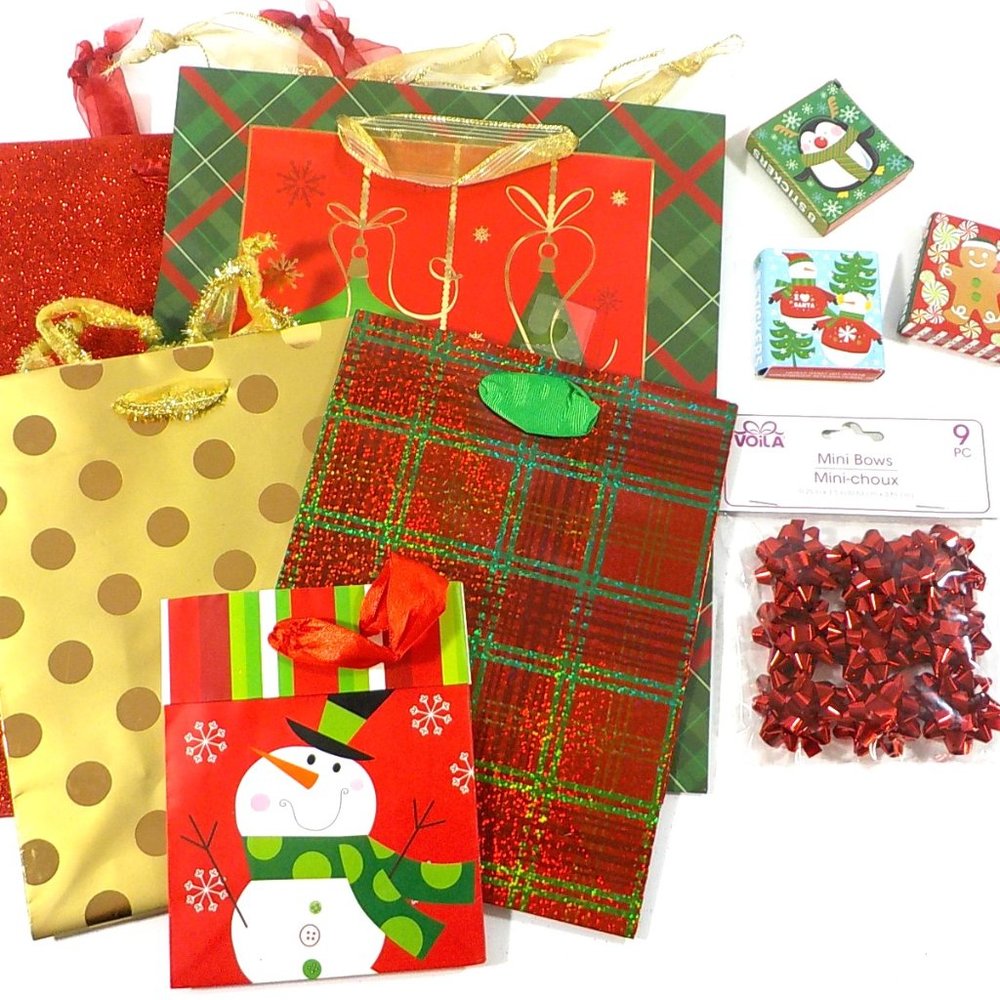 Christmas Gift Bags with MIni Bows & Boxes Various Sizes/Colors #4